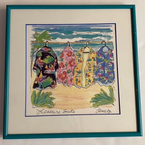 Signed Anne Ormsby “ Leisure Suits” Hawaiian Shirts with tropical background - Picture 10 of 10